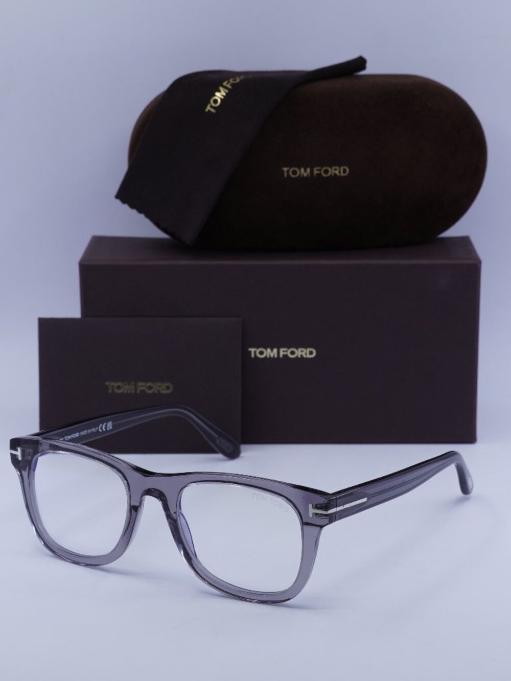Tom Ford FT5820-B 020 Square Eyeglasses 50mm - Transparent Grey